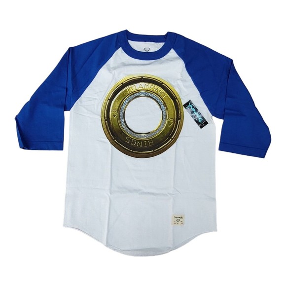 Diamond supply T Shirt 3/4 Sleeve Raglan / White Color / graphic ring tee - Picture 1 of 4